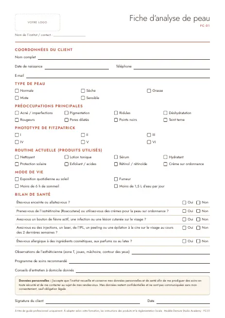 Aperçu de la page 1 de Fiche d’analyse de peau