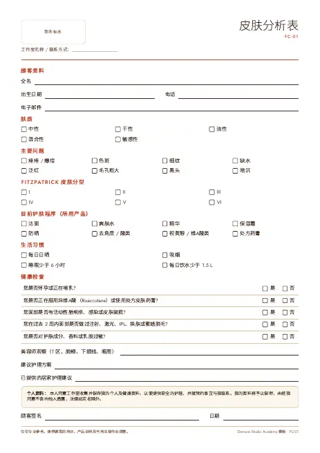 皮肤分析表 第 1 页预览