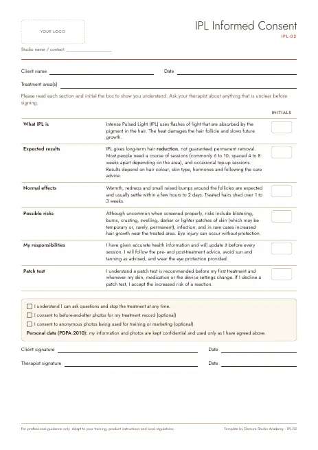 Preview of page 1 of IPL Informed Consent
