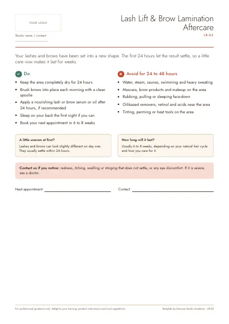 Preview of page 1 of Lash Lift & Brow Lamination Aftercare