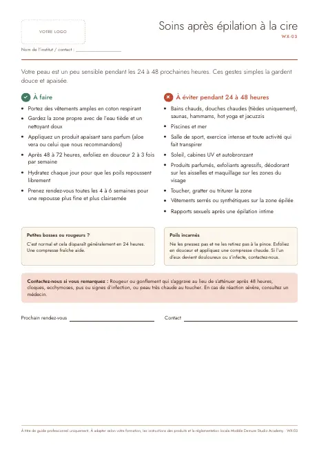 Aperçu de la page 1 de Fiche conseils après épilation à la cire