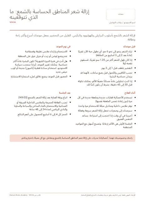 معاينة الصفحة 1 من دليل إزالة شعر المناطق الحساسة بالشمع